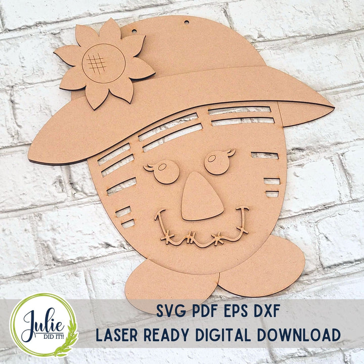 Julie Did It Studios Scarecrow Girl Rag Tie Door Hanger