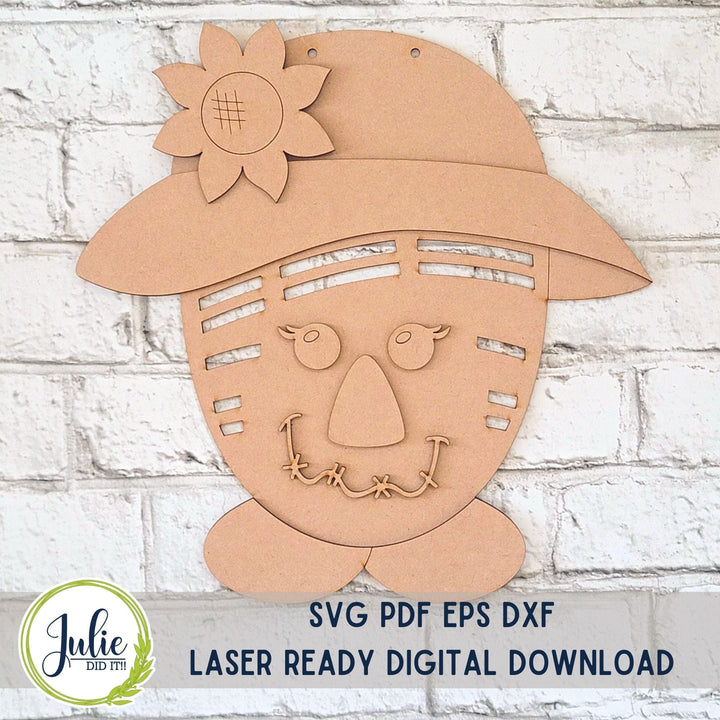 Julie Did It Studios Scarecrow Girl Rag Tie Door Hanger