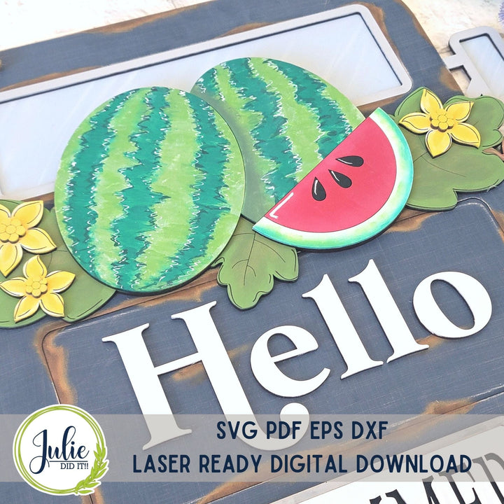 Julie Did It Studios Truck Watermelon Hello Summer Door Hanger