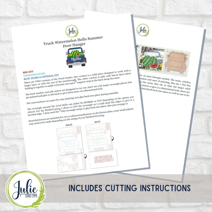 Julie Did It Studios Truck Watermelon Hello Summer Door Hanger