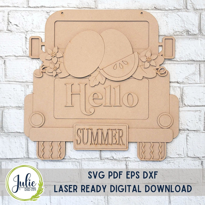 Julie Did It Studios Truck Watermelon Hello Summer Door Hanger