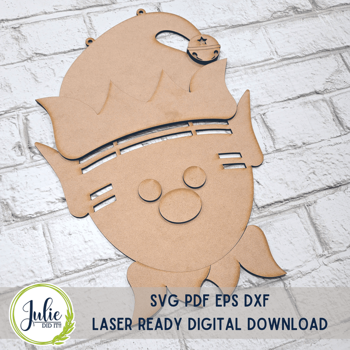 Julie Did It Studios Boy Elf Rag Tie Door Hanger