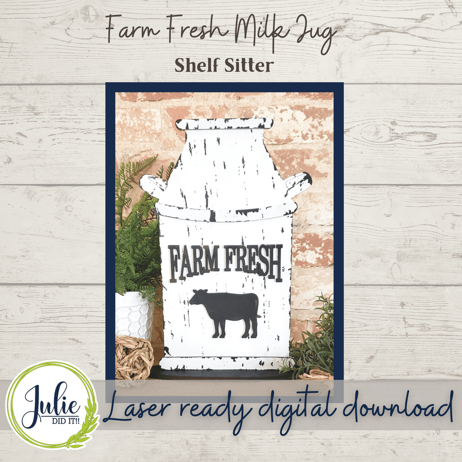 Julie Did It Studios Farm Fresh Milk Jug Shelf Sitter