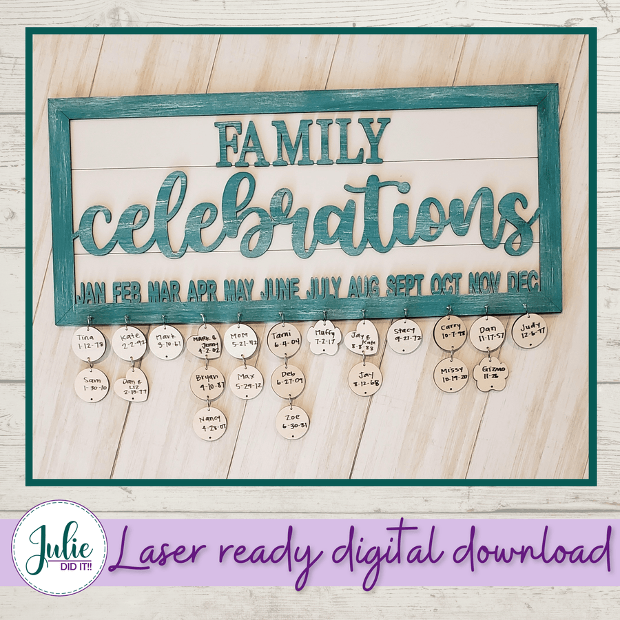 Julie Did It Studios Free SVG Family Celebrations Sign - FREE FILE