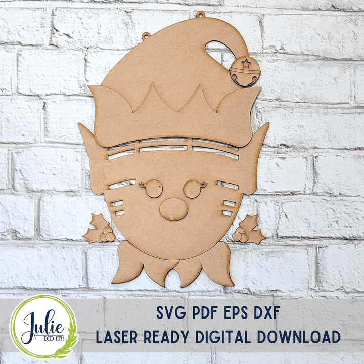 Julie Did It Studios Girl Elf Rag Tie Door Hanger