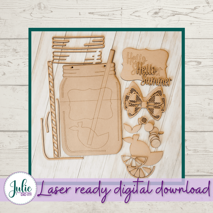 Julie Did It Studios Hello Summer Lemonade Mason Jar