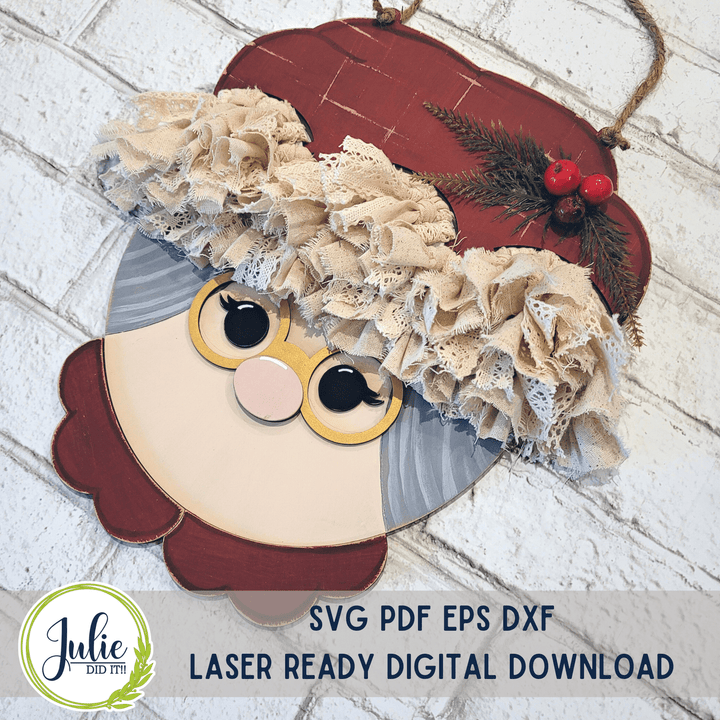 Julie Did It Studios Mrs. Claus Rag Tie Door Hanger