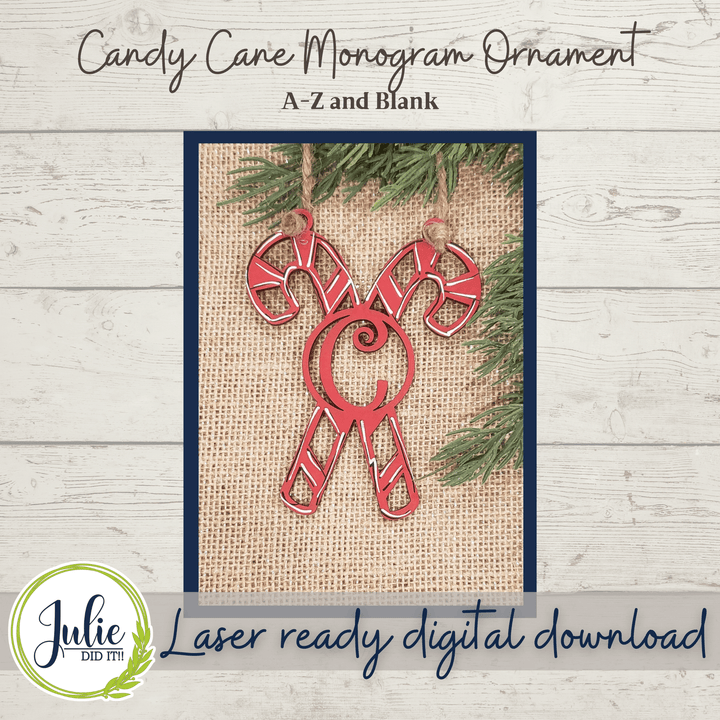 Julie Did It Studios Sign Monogram Candy Cane Ornaments
