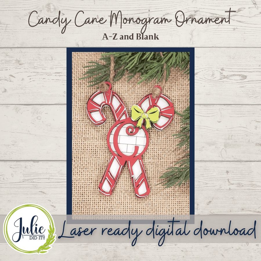 Julie Did It Studios Sign Monogram Candy Cane Ornaments