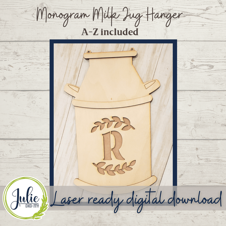 Julie Did It Studios Sign Monogram Milk Jug Door Hanger