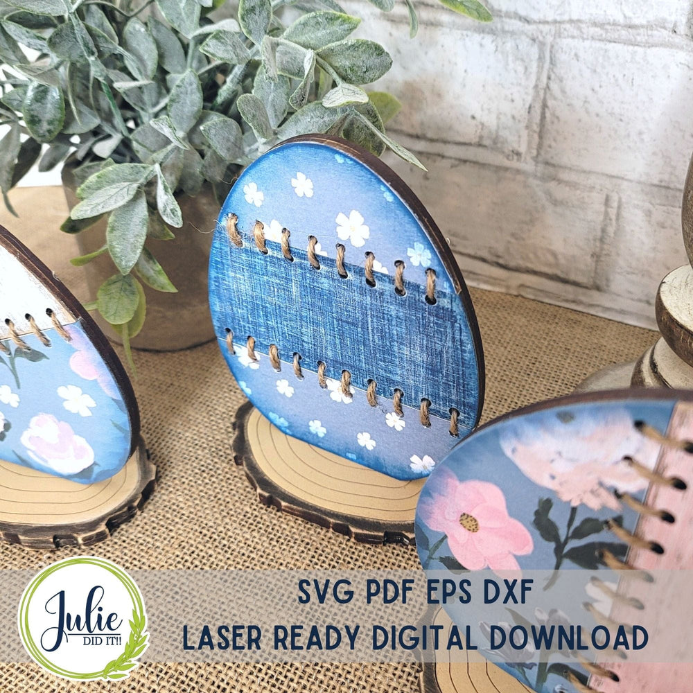 Julie Did It Studios Small Stitched Easter Egg Trio Shelf Sitters