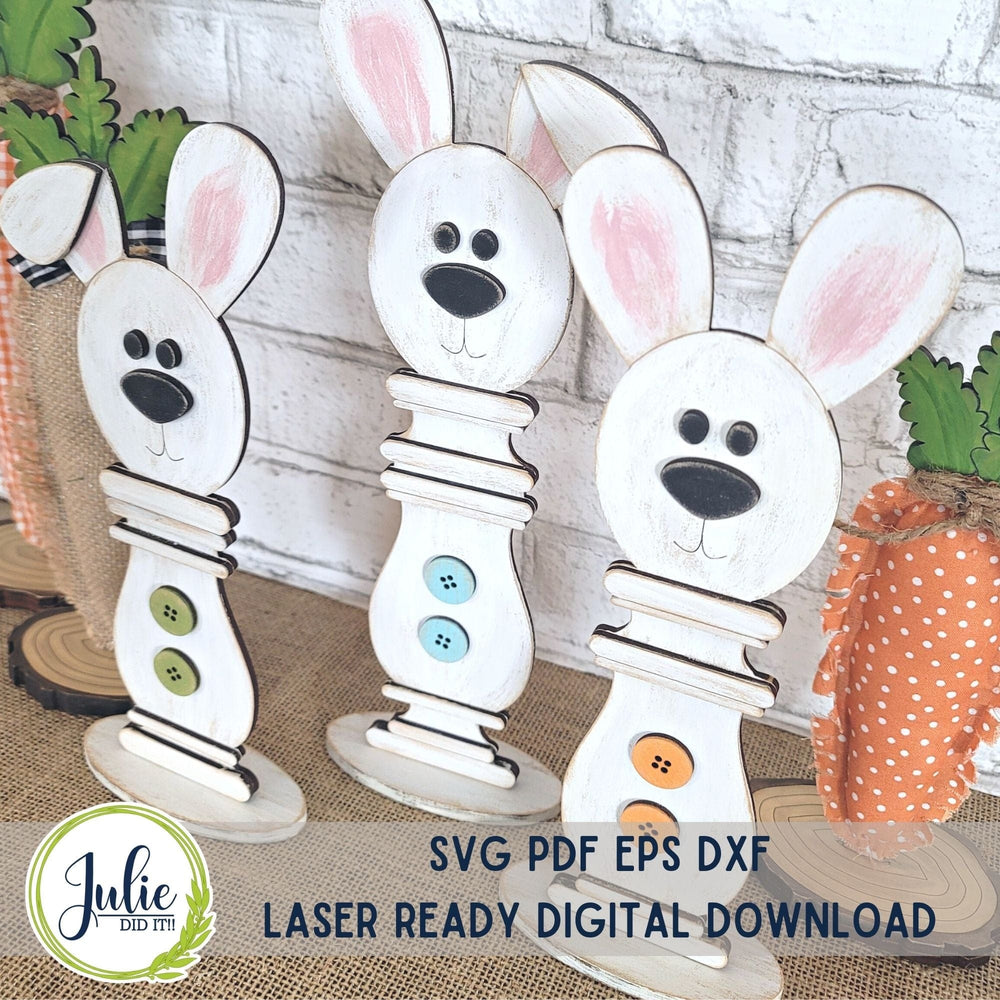 Julie Did It Studios Spindle Bunny Trio Shelf Sitters