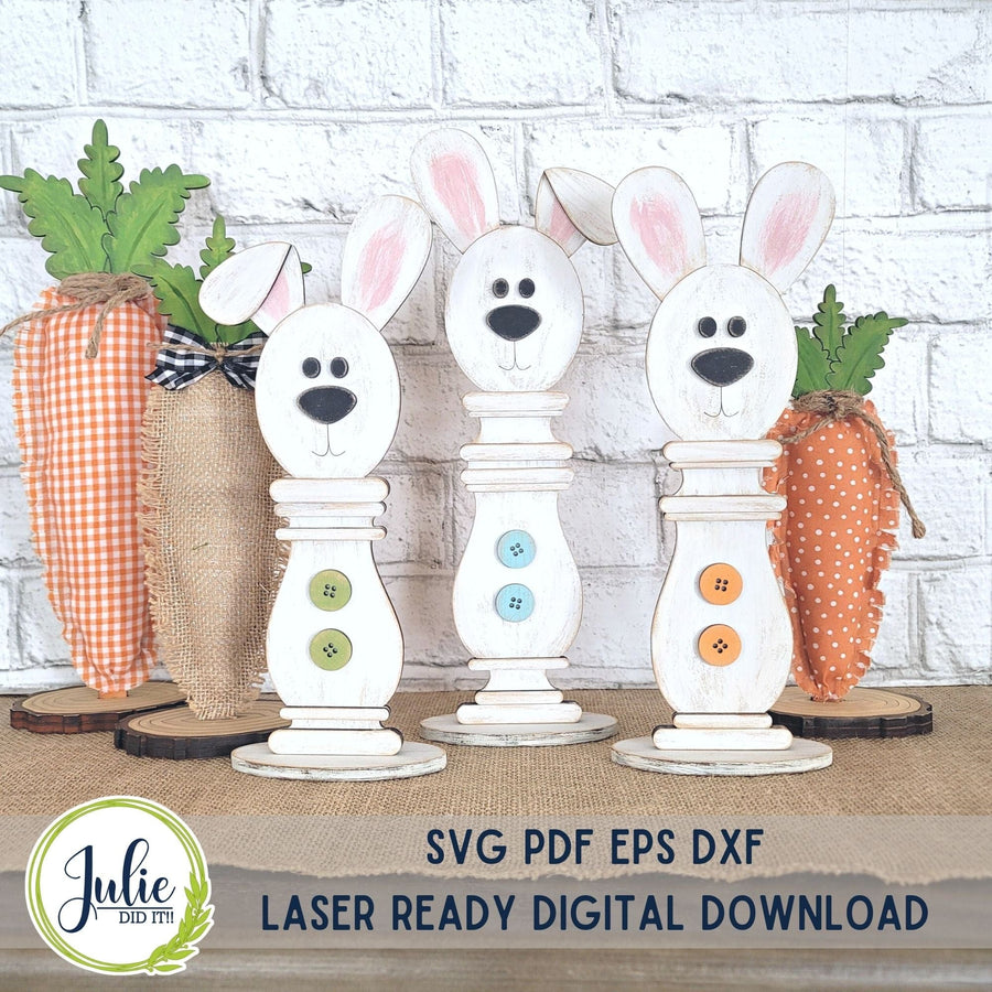 Julie Did It Studios Spindle Bunny Trio Shelf Sitters