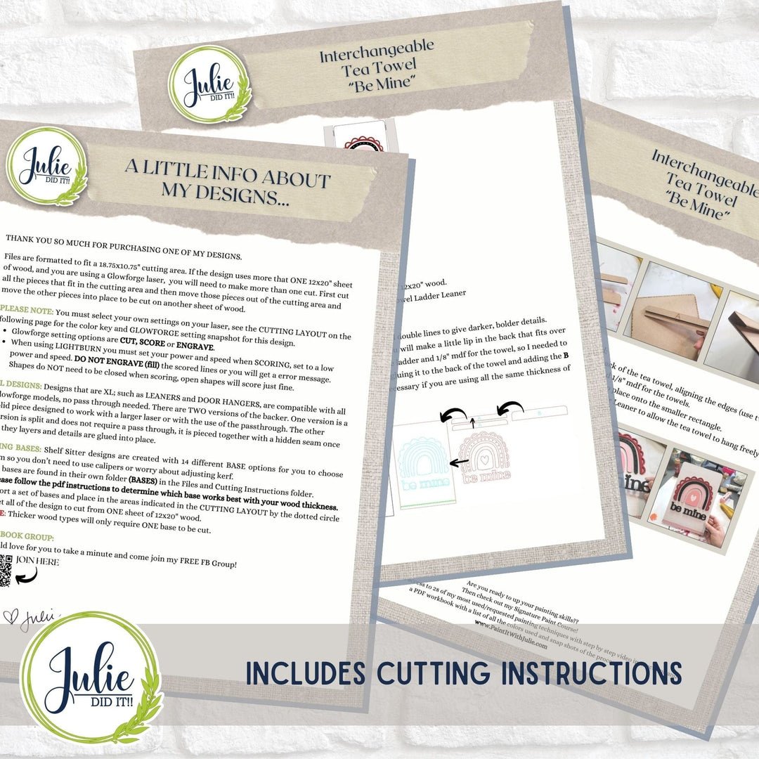 Julie Did It Studios "Be Mine" Interchangeable Tea Towel - January 2024 Design Studio
