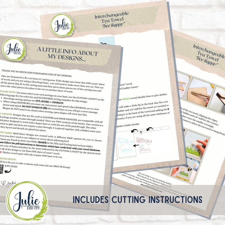 Julie Did It Studios Bee Happy Interchangeable Tea Towel - April 2024 Design Studio