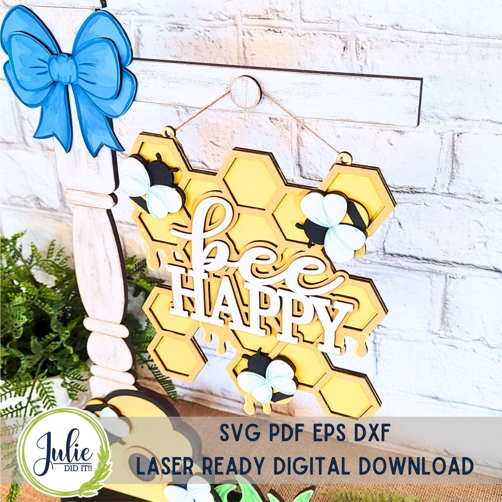 Julie Did It Studios Bee Happy Street Post Shelf Sitter -  April 2024 Design Studio