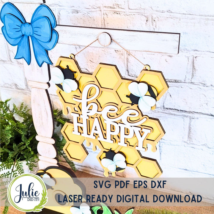 Julie Did It Studios Bee Happy Street Post Shelf Sitter -  April 2024 Design Studio