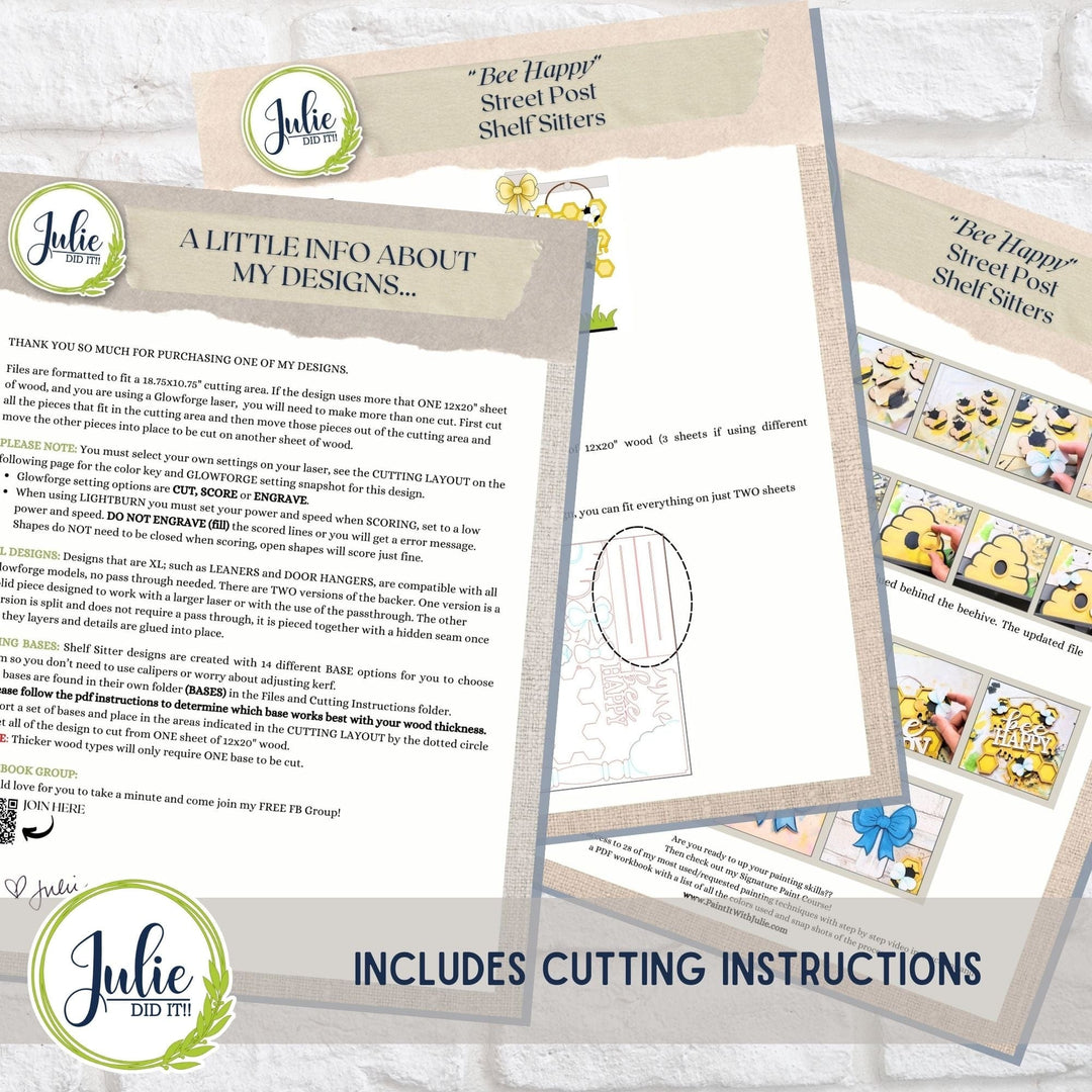 Julie Did It Studios Bee Happy Street Post Shelf Sitter -  April 2024 Design Studio