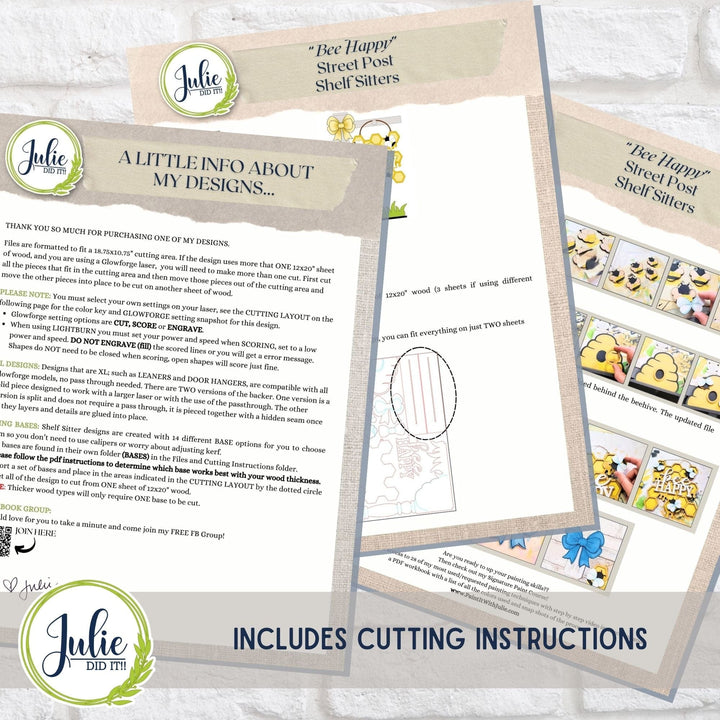 Julie Did It Studios Bee Happy Street Post Shelf Sitter -  April 2024 Design Studio