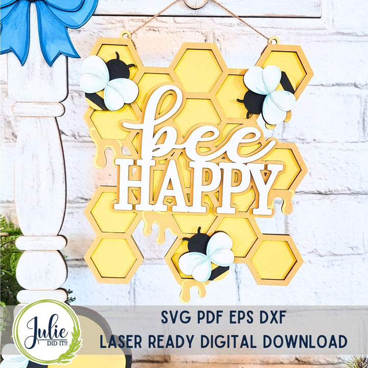 Julie Did It Studios Bee Happy Street Post Shelf Sitter -  April 2024 Design Studio