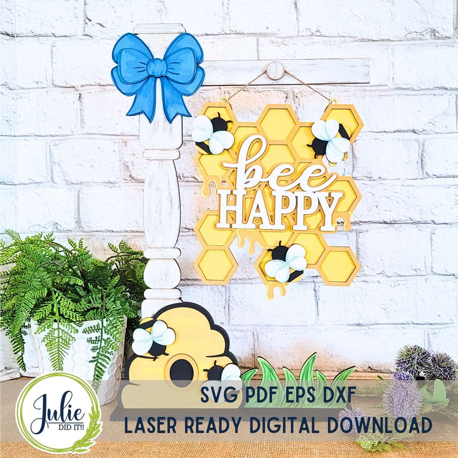 Julie Did It Studios Bee Happy Street Post Shelf Sitter -  April 2024 Design Studio