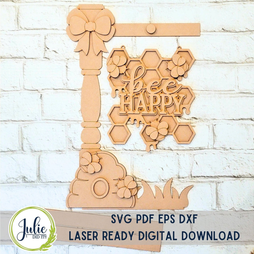 Julie Did It Studios Bee Happy Street Post Shelf Sitter -  April 2024 Design Studio