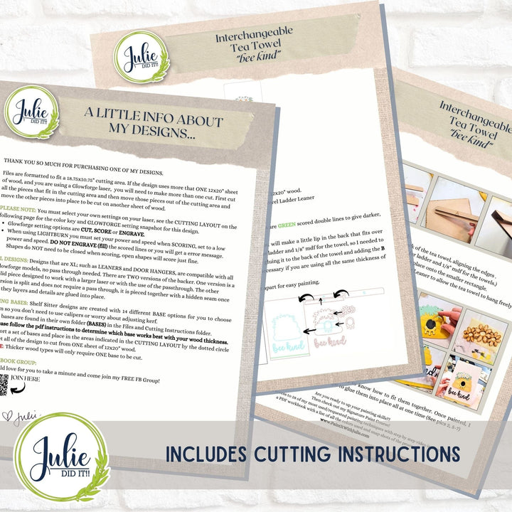 Julie Did It Studios Bee Kind Interchangeable Tea Towel - April 2024 Design Studio