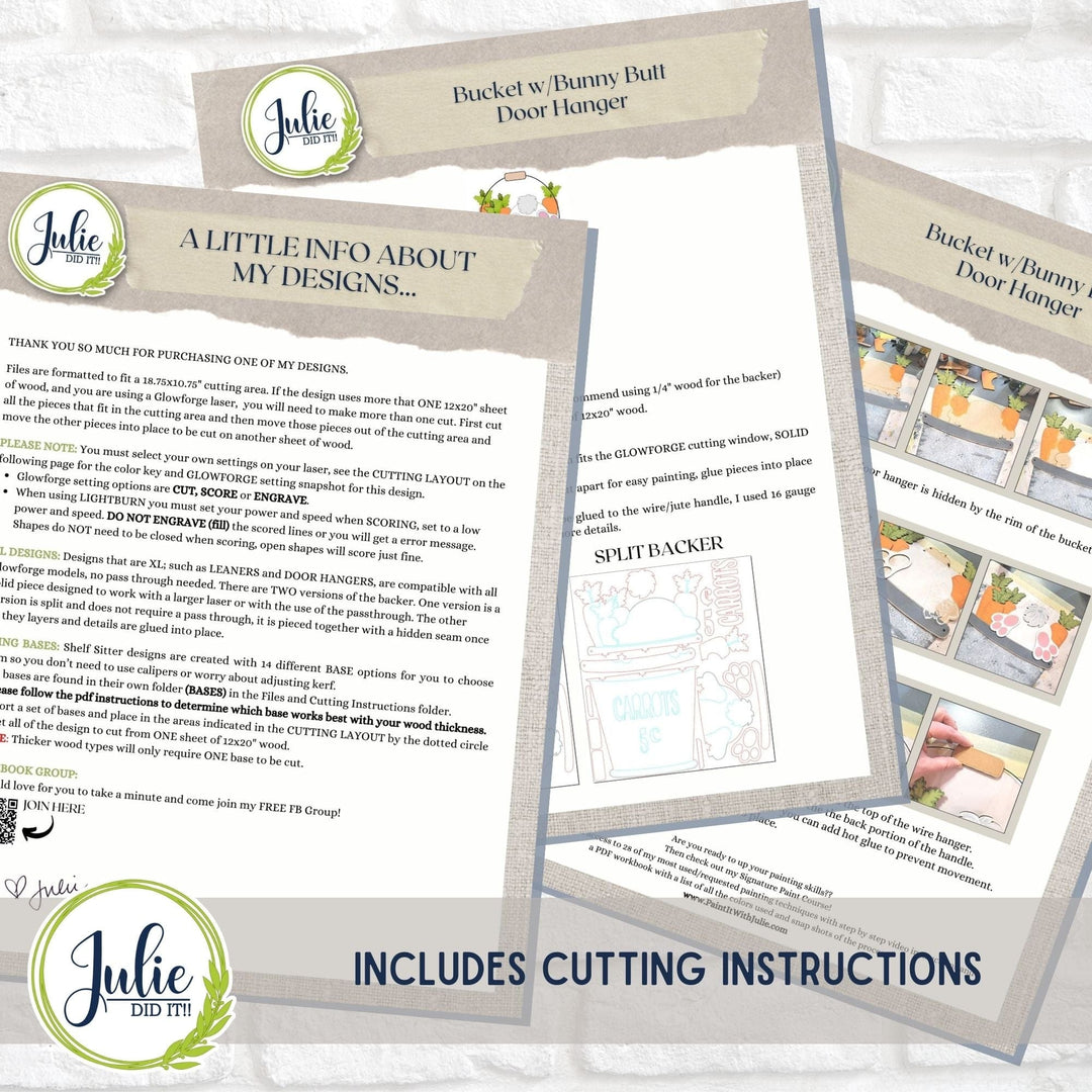 Julie Did It Studios Bucket with Bunny Butt Door Hanger - February 2024 Design Studio