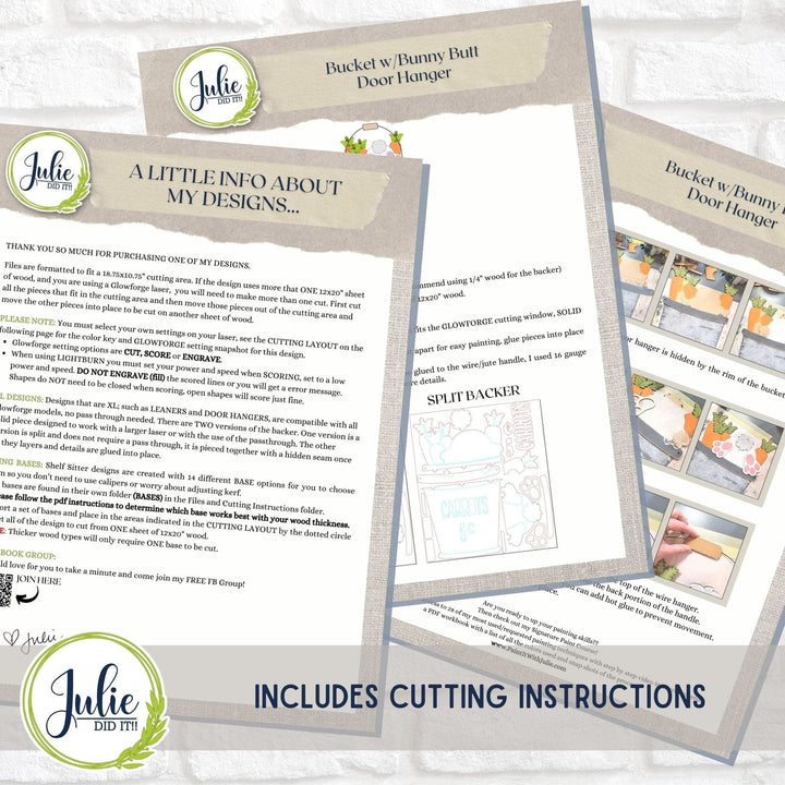 Julie Did It Studios Bucket with Bunny Butt Door Hanger - February 2024 Design Studio