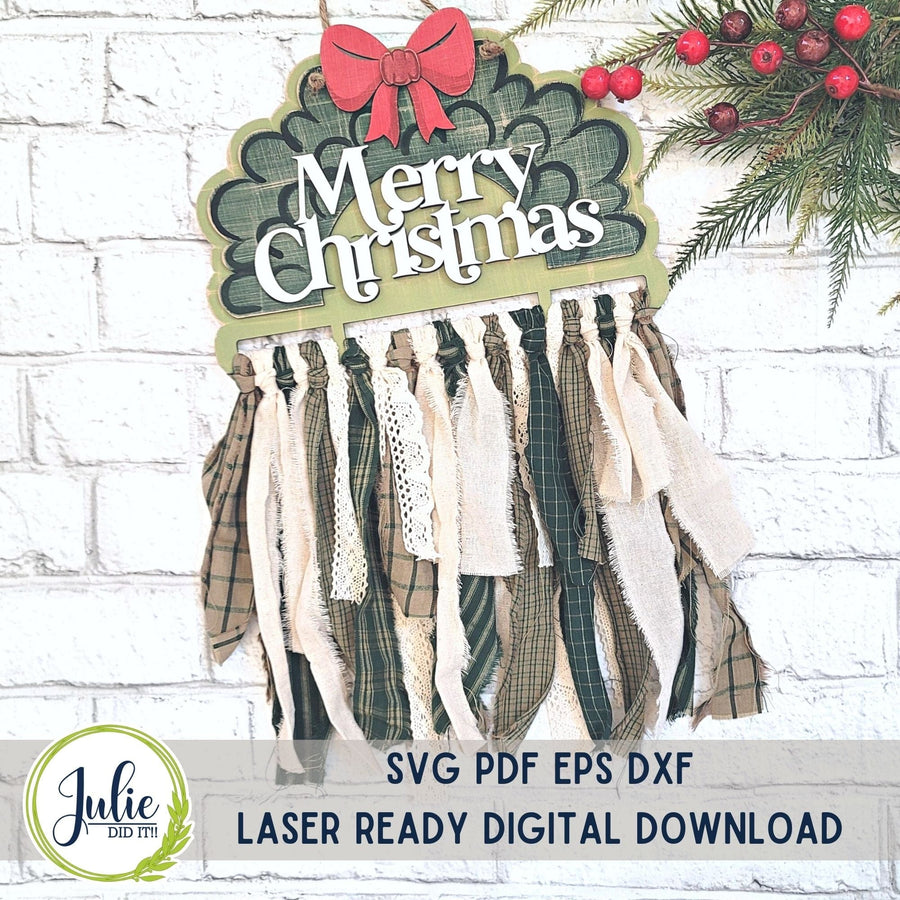 Julie Did It Studios Christmas Wreath Rag Tie Hanger