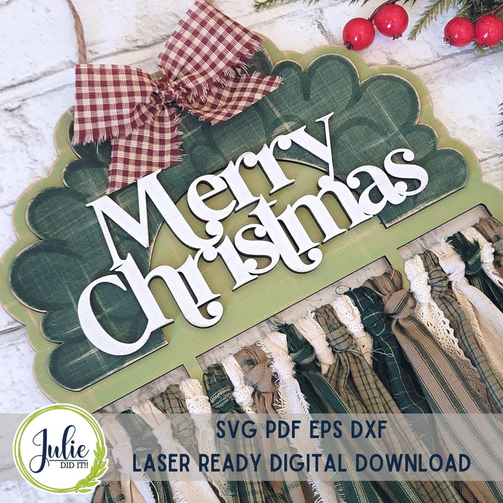 Julie Did It Studios Christmas Wreath Rag Tie Hanger