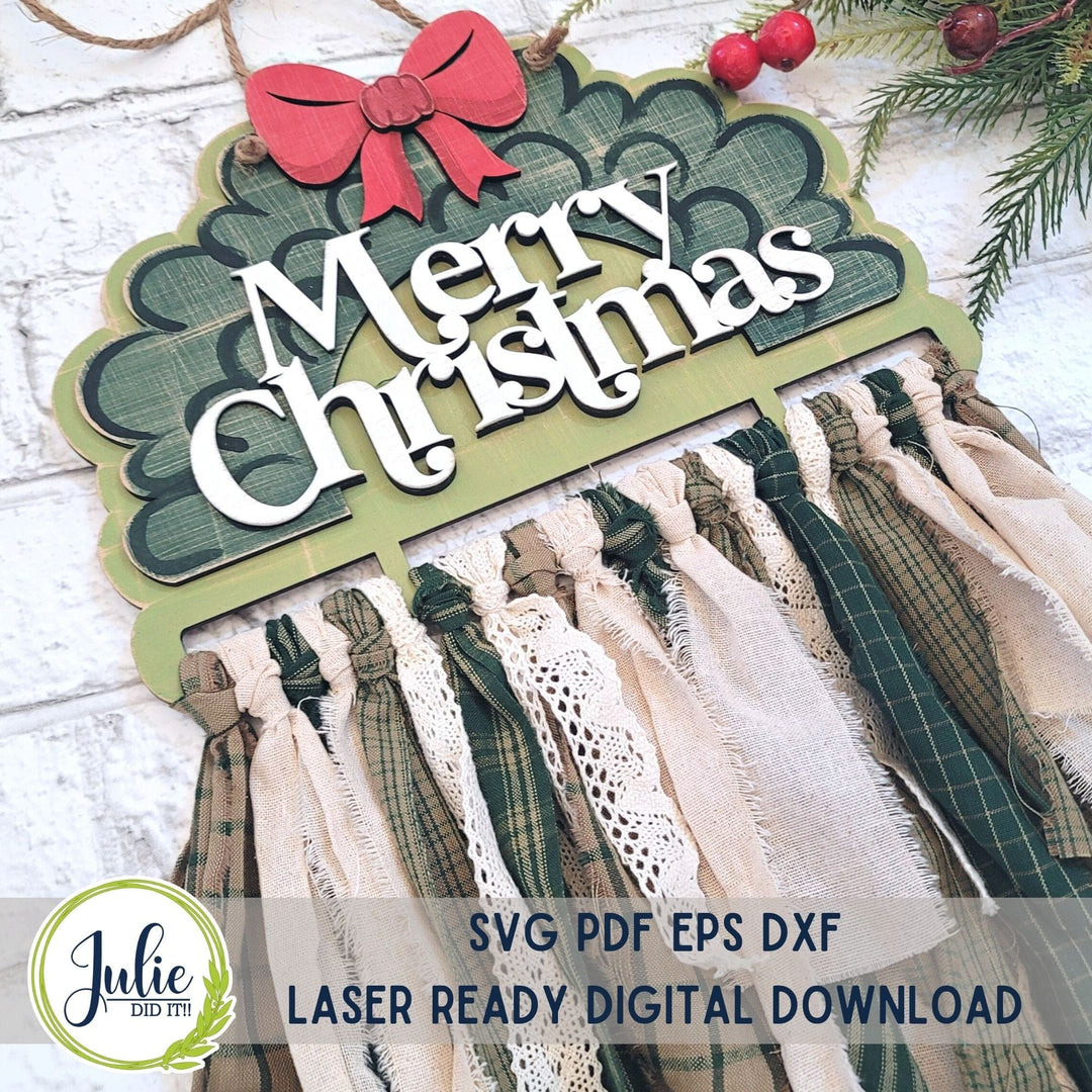 Julie Did It Studios Christmas Wreath Rag Tie Hanger