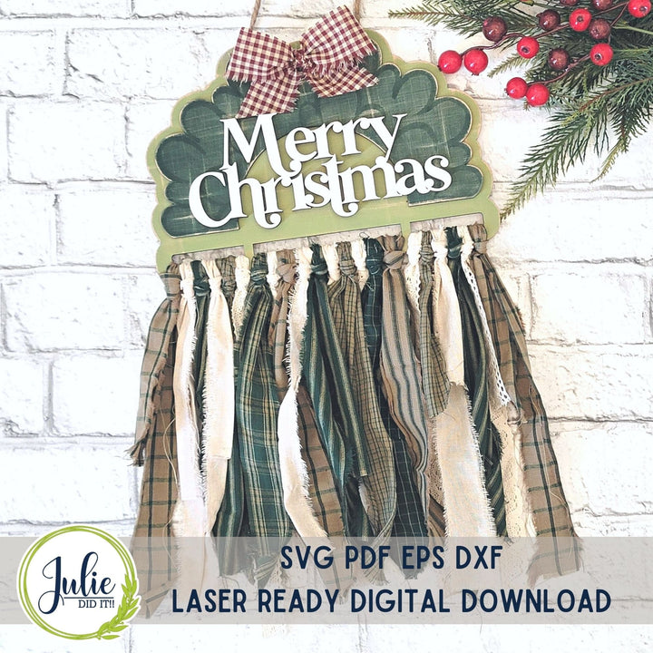 Julie Did It Studios Christmas Wreath Rag Tie Hanger