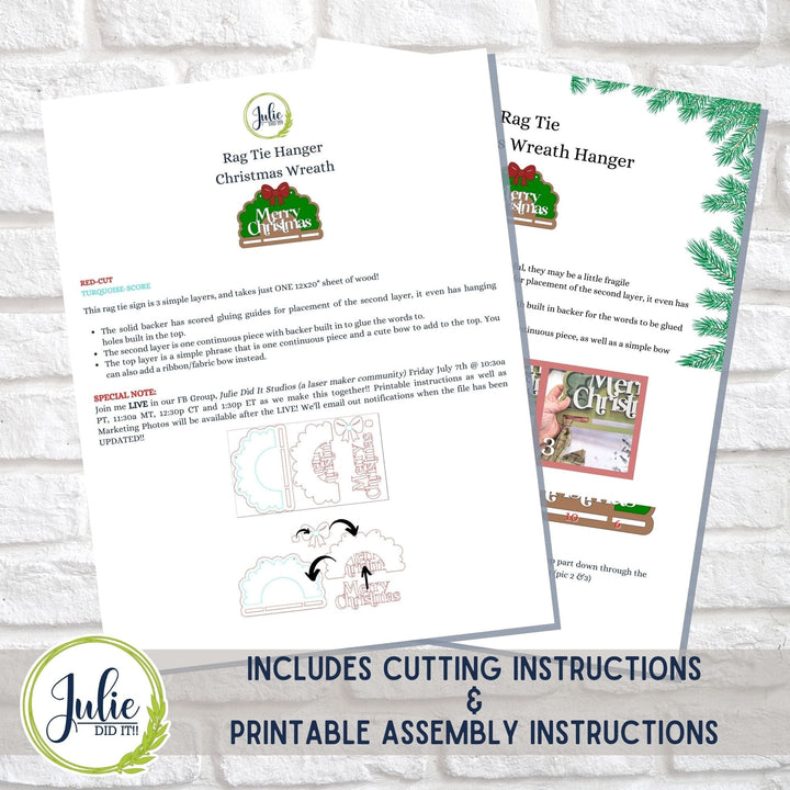 Julie Did It Studios Christmas Wreath Rag Tie Hanger
