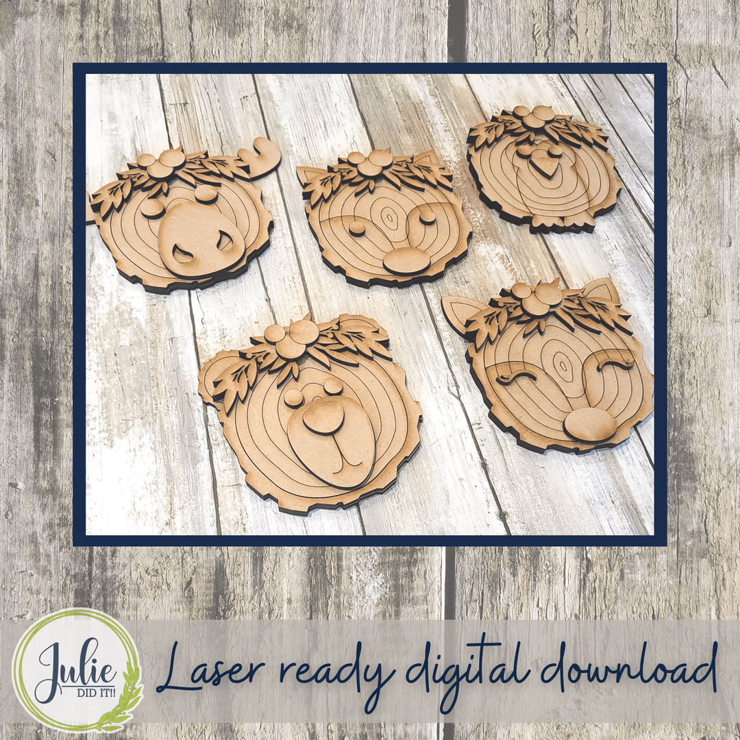 Julie Did It Studios Copy of Wood Slice Ornaments (Animals) - September 2022 Design Subscription