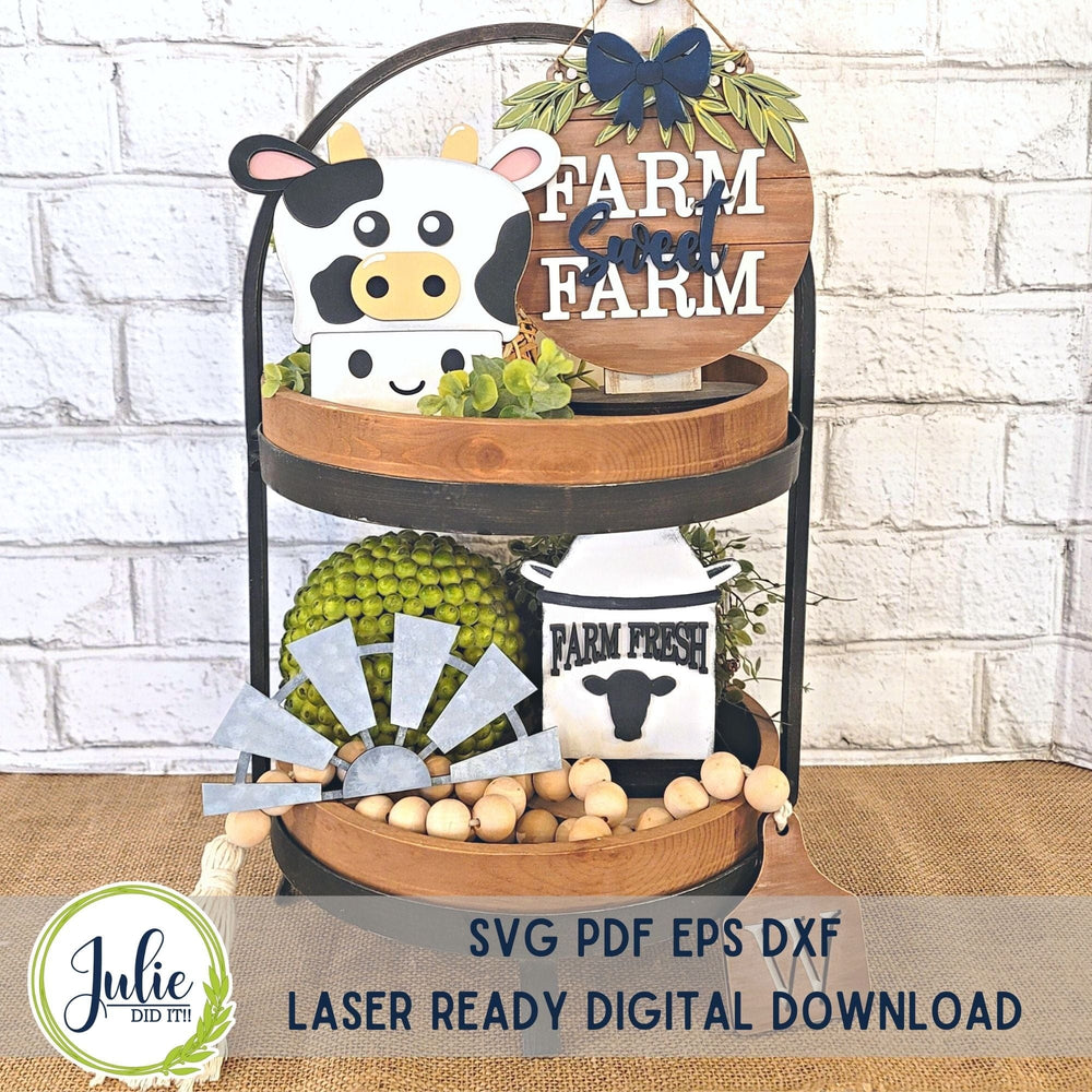 Julie Did It Studios Cow Tiered Tray Set - December 2023 Design Studio