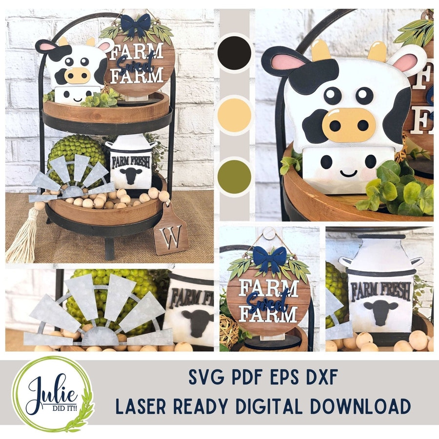 Julie Did It Studios Cow Tiered Tray Set - December 2023 Design Studio