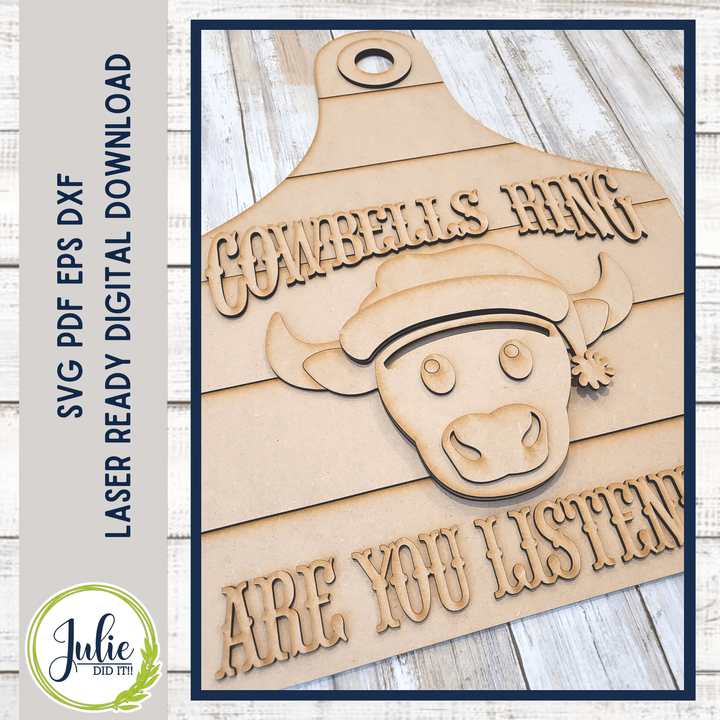 Julie Did It Studios Cowbells Ring Macrame Highland Cow Door Hanger