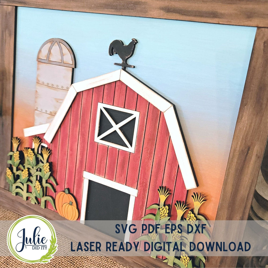 Julie Did It Studios Fall Farm Scene Leaner - July 2023 Design Studio