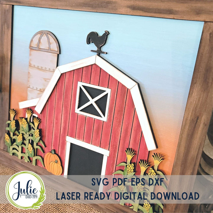 Julie Did It Studios Fall Farm Scene Leaner - July 2023 Design Studio
