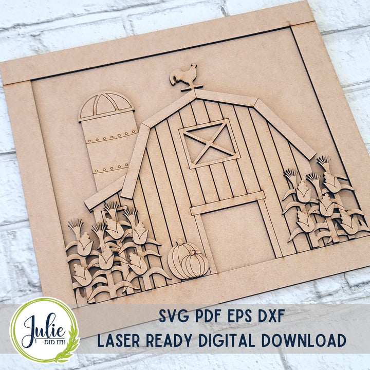 Julie Did It Studios Fall Farm Scene Leaner - July 2023 Design Studio