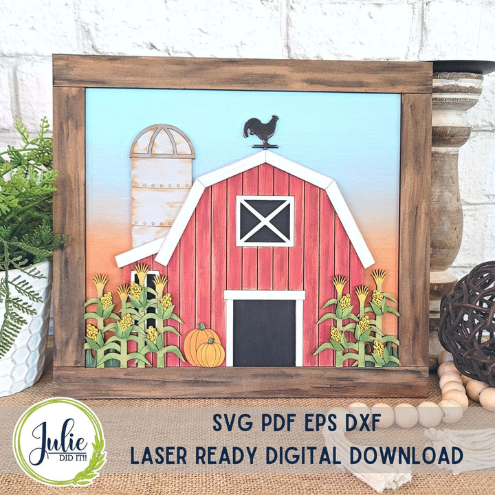 Julie Did It Studios Fall Farm Scene Leaner - July 2023 Design Studio