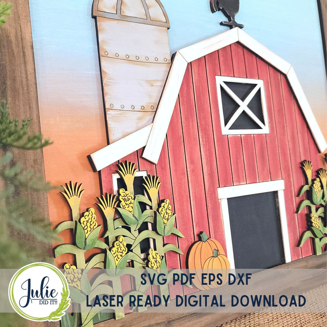 Julie Did It Studios Fall Farm Scene Leaner - July 2023 Design Studio