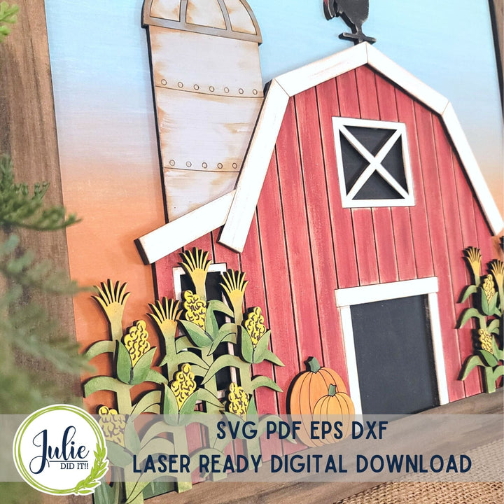 Julie Did It Studios Fall Farm Scene Leaner - July 2023 Design Studio