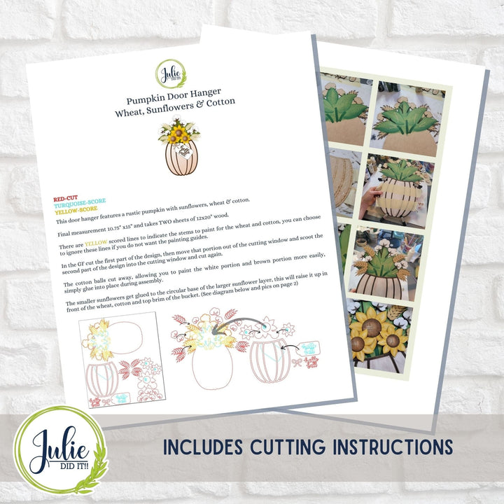 Julie Did It Studios Fall Floral Pumpkin Door Hanger - September 2023 Design Studio