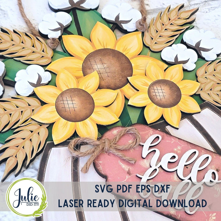 Julie Did It Studios Fall Floral Pumpkin Door Hanger - September 2023 Design Studio