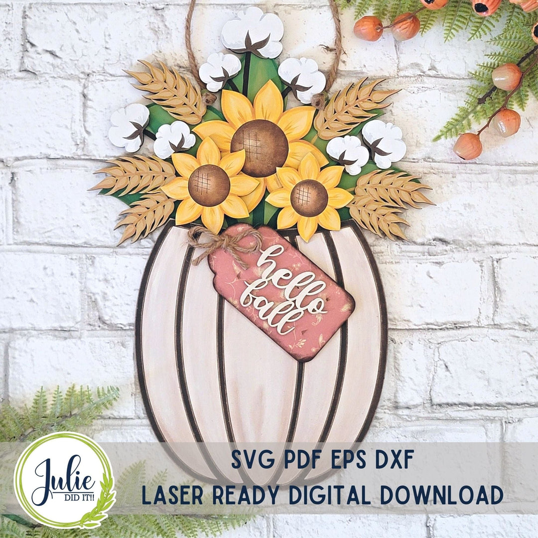 Julie Did It Studios Fall Floral Pumpkin Door Hanger - September 2023 Design Studio