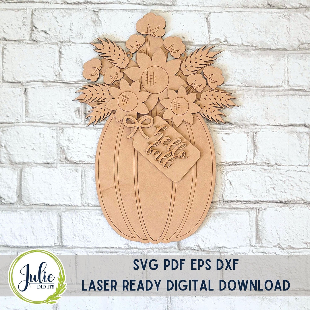 Julie Did It Studios Fall Floral Pumpkin Door Hanger - September 2023 Design Studio