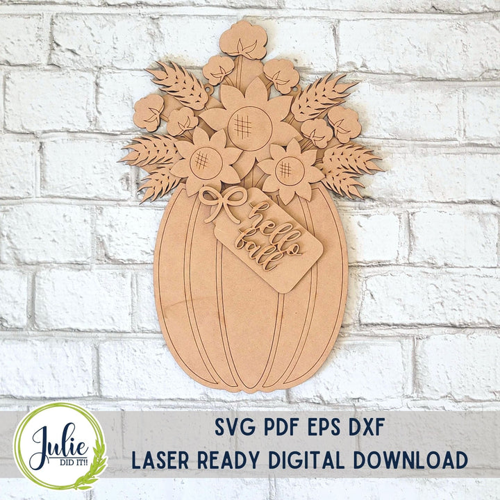 Julie Did It Studios Fall Floral Pumpkin Door Hanger - September 2023 Design Studio