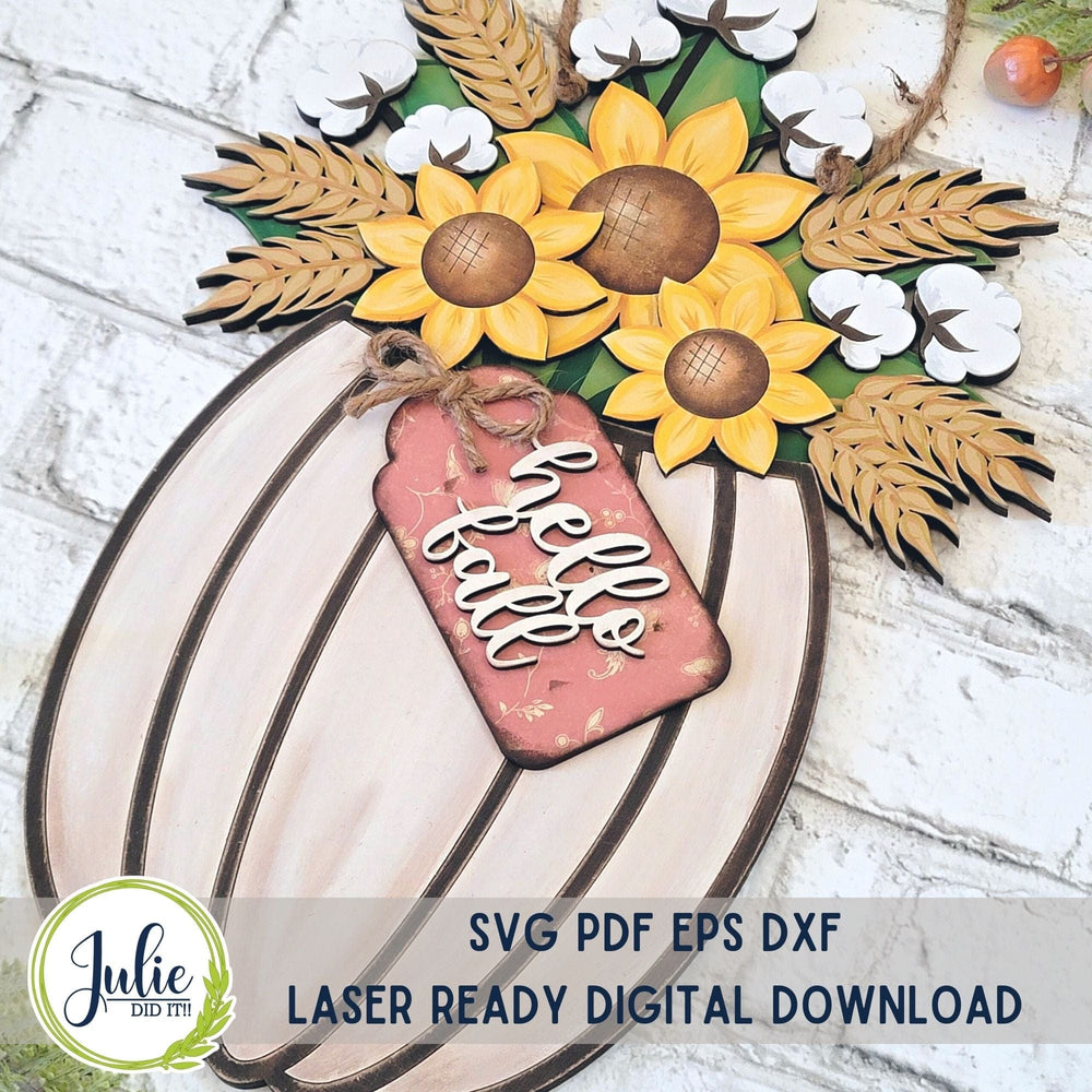 Julie Did It Studios Fall Floral Pumpkin Door Hanger - September 2023 Design Studio